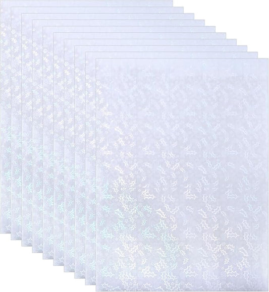 PATIKIL 11.7x8.3 Holographic Sticker Paper, 10Sheets A4 Polypropylene Self-Adhesive Transparent Waterproof Laminate Overlay Film for Photo Cards Scrapbook Decorations, Christmas Ribbon