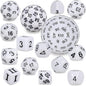 CiaraQ DND Polyhedral Dice Set (15pcs) D4-D100 Game Dice with Dice Bag for Dungeons and Dragons Role Playing Table Games (White & Black)
