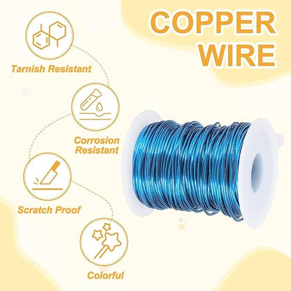 uxcell 16 Gauge / 1.5mm Anodized Aluminum Wire for Jewelry Craft Making, 102 Feet Bendable Flexible Wire for DIY Home Decor Gardening Sculpture, Blue