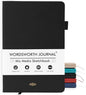 Wordsworth & Black A5 Mixed Media Journal 96 Mix Pages, Hardcover Leather, 190 GSM Paper, Journaling Notebook for Work & Sketching, Journals for Women, Men - Gifts Box Included Black