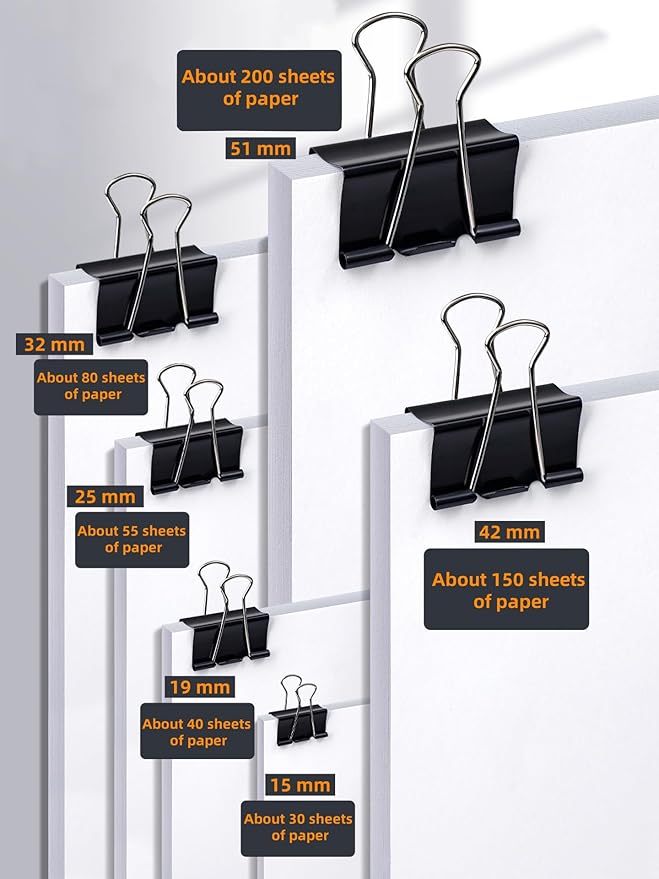 300Pcs Paper Clips and Binder Clips Set, Assorted Sizes, Paper Clips, Binder Clips, Rubber Bands for Office, Home, School, Document Organizing