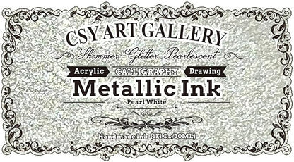 CSY Art Gallery Silver-White Calligraphy Inks for Artist -Acrylic Ink Paints 30ml – Perfect for Canvas, Wood, Ceramic, and DIY Projects (Pearl White)