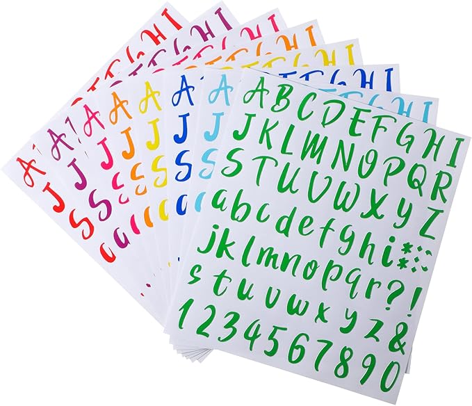 Outus 576 Pieces 8 Sheets Letters Stickers Self Adhesive Vinyl Letter Alphabet Number Stickers Mailbox Numbers Sticker, Decals for Classroom Decor, Sign, Door(Multi Colors,1.5 Inch)