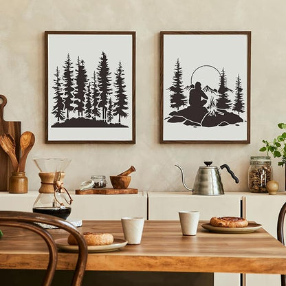 Mountain Tree Stencils for Painting 12” Forest Animal Stencils Pine Tree Stencil Reusable Drawing Templates for Wood T-Shirt Fabric DIY Crafts