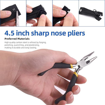 Glarks 85pcs #3#5#8 Zipper Repair Kits Includes 39pcs Metal Zipper 30pcs U Shape Top Stops 15pcs Bottom Stoppers with 1pcs Sharp-Nosed Pliers, Zipper Sliders Zipper Pull Replacement Zip Fixer Part