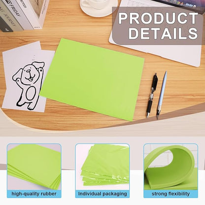4 Pcs 8.5"x11" Rubber Carving Blocks, A4 Linoleum Blocks, Stamp Carving Blocks for Printmaking, Linocut Artists, Crafts and More,(Green) by KUKLIPJIM.