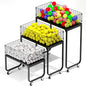 Ball Storage - 22.83" Basketball Cart With Wheels Garage Volleyball Storage Sport Equipment Holder Organizer For Indoor Outdoor,Metal Storage Rack For Playgroup,Gym And School