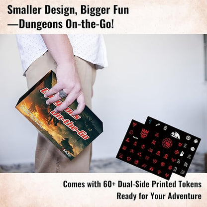 Foldable DND Battle Map Set – Reusable Dry Erase RPG Board with Double-Sided Square & Hex Grids, Tokens & Markers – Travel Starter Kits for D&D, Pathfinder and TTRPGs