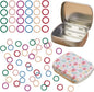 Round Shape Knitting Stitch Markers,50Pcs Multicolor Metal Stitch Markers with Floral Design Small Tin Box