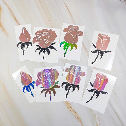 GIRAFVINYL Rose Gold Holographic Vinyl Permanent, Rose Gold Permanent Vinyl 6 Sheets Pink Adhesive Viny1 for DIY Cup, Home, Car Christmas Decorations, 12" x 12"