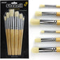Wooden Stencil Brush Set, 6 Pieces Natural Hog Bristle Dome Stencil Brushes for Painting On Wood Wall, Stencil Projects, Card Making, DIY, Crafts and Acrylic Oil Watercolor Painting…