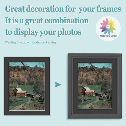 MBC Mat Board Center, 5 Pack 11X14 for 9X12 Black Picture Mats Frame Mattes, Bevel Cut, Acid Free, 4-Ply Thickness