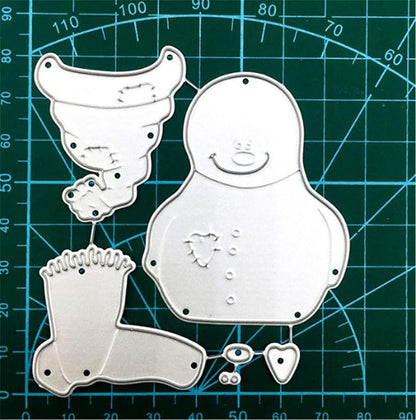 Metal Cutting Dies DIY Merry Christams Embossing Stencil Template Scrapbooking Card Making Mold Photo Album Arts Crafts Tools(6 Pcs Snowman-9.4x6.2cm)