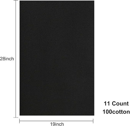 Aida Cloth 11 Count Cross Stitch Fabric,19×28inch (11CT,Black)