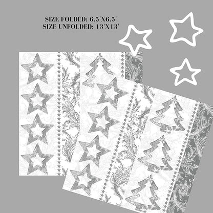 20-ct 13x13 Christmas Paper Decoupage Napkins, 3-Ply Servilletas Tissue Napkin for Dinner and Parties, Disposable Napkins (Trees Pattern)
