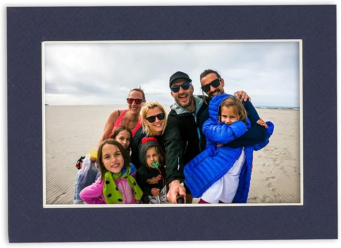 5x7 Mat for 8.5x11 Frame - Precut Mat Board Acid-Free Show Kit with Backing Board, and Clear Bags Navy 5x7 Photo Matte Made to Fit a 8.5x11 Picture Frame Matboard for Framing, Pack of 25 Mats