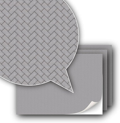 3 Sheets Self-Adhesive Decorative Film Paving Stones and Surfaces for Model Making in Scale 1:87 Scale H0 (UK: 3.5 mm Scale) (Concrete Paving Stones Herringbone)