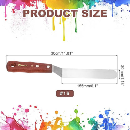 MECCANIXITY Pack of 1 Large Palette Knife No.16, 11.8" Long Palette Knives with Stainless Steel Flexible Spatula Pallet Knife and Wood Handle for Scraping, Mixing, Oil Acrylic Painting Canvas