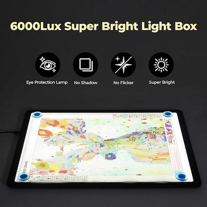 Heanolier A3 Artist tracing Light Box Copy Table,(18.2" L x 13.4" W) Super Bright Magnetic Light Pad with Side Buttons,USB-C Power Dimmerable Light Board for Diamond Painting,Tattoo Drawing,Sketching