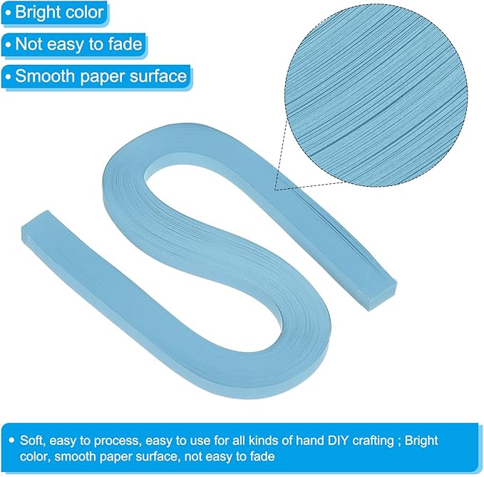 PATIKIL 120pcs Quilling Paper Strips Paper Flowers Quilling Kits 3/8"(10mm) Origami Paper for Adults Beginner Art Craft, 21"(54cm) Pastel Blue