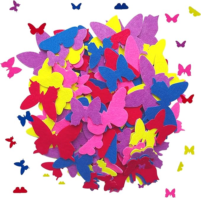 Jtnohx Butterfly Stickers, Felt Stickers for Kids, Felt Butterfly for Crafts, Craft Supplies for Scrapbooking 145pcs 1" to 3" Size