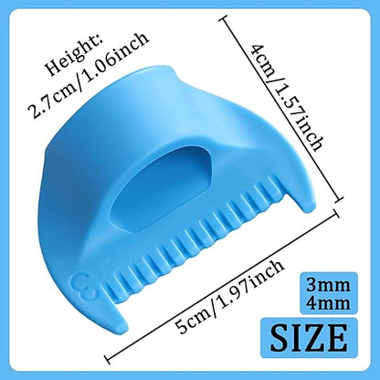 2 PCS Edge Lock Seam Guide, Mini Sewing Finger Ruler for Hand Sewing, DIY Sewing Kit Tool, Sewing Needle Gauge Measuring Guide Blue, 3mm+4mm