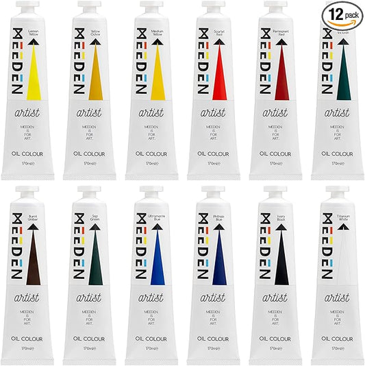 MEEDEN Artist Oil Paint Set - 12 Colors x 170ml/5.7oz Tubes - Art Supplies for Canvas Painting