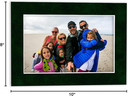 8x10 Mat Bevel Cut for 5x8 Photos - Acid Free Green Suede Precut Matboard - For Pictures, Photos, Framing - 4-ply Thickness