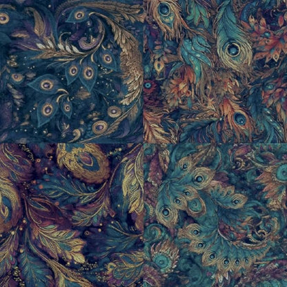 6x6 Inch Peacock Feather Themed Scrapbook Paper Pad – 24 Sheets, 12 Unique Designs, Single-Sided Premium Craft Paper for Scrapbooking, Cardmaking, and DIY Crafts