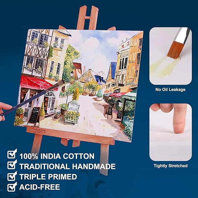 Stretched Canvases for Painting 12x16 Inch 7-Pack, 10 oz Triple Primed Acid-Free 100% Cotton Blank Canvas, Rectangular Canvas for Oil Paint Acrylics Pouring & Wet Art Media