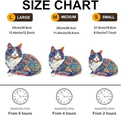 Lazy Cute Cat Wooden Puzzles 95 Pieces Puzzles Gifts for Adults 8.5x7.7in Wooden