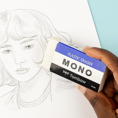 Tombow 57332 Mono Eraser, White, Jumbo, 1 Pack. Cleanly Removes Marks Without Damaging Paper