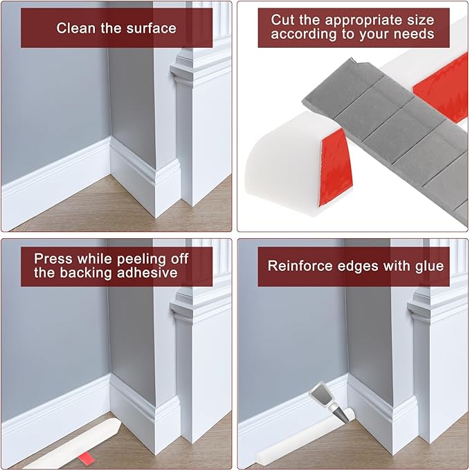 uxcell Flexible Molding Trim, 20 Inch Flexible Quarter Round Molding Silicone Peel and Stick Trim Self Adhesive Shower Water Barrier for Corner Decor Bathroom Kitchen, White