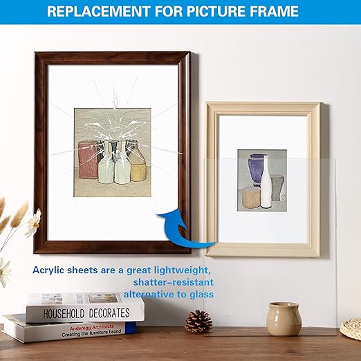 10 Pack 5.9x7.87 Clear Acrylic Sheet 2mm Thick, Clear Plexiglass Sheet 15x20cm, Plastic Plexiglass Board Acrylic Board for Wall Crafts Glass Picture Frame DIY Projects Signs and Painting