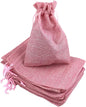 Palmhomee Pack of 25 Pink Burlap Gift Bags with Drawstring Linen Pouches (7x9 Inch) for Wedding, Birthday, Party Favors
