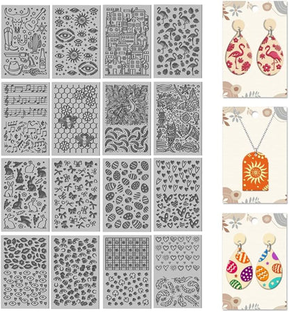CHGCRAFT 16 Sheets Bee and Butterfly Clay Texture Mat Cowboy Pattern Polymer Clay Texture Sheets DIY Tools for Pottery Earring Jewelry Making Stamp Engraving Machines, 4x2.6inch
