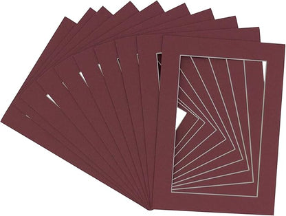 6x8 Mat for 8x10 Frame - Precut Mat Board Acid-Free Maroon 6x8 Photo Matte Made to Fit a 8x10 Picture Frame, Premium Matboard for Family Photos, Show Kits, Art, Picture Framing, Pack of 10 Mats