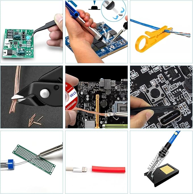 Soldering Iron Kit, 21-in-1 with Adjustable Temperature, 5 Soldering Tips, 60W Soldering Iron, Solder Wire, Desoldering Pump, Stand - A Welding for Electronic Hobbyist DIY with 110V US Plug