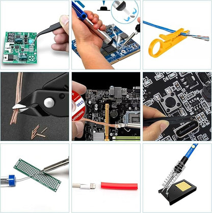Soldering Iron Kit, 21-in-1 with Adjustable Temperature, 5 Soldering Tips, 60W Soldering Iron, Solder Wire, Desoldering Pump, Stand - A Welding for Electronic Hobbyist DIY with 110V US Plug