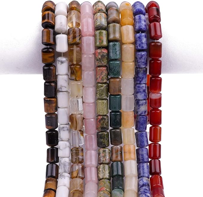 Natural Yellow Tiger Eye Cylinder Stone Loose Semi Gemstone Beads for Jewelry Making 10mmx14mm 38cm