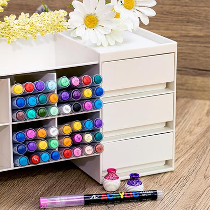 Guangna Acrylic Paint Markers,168 Colors with Direct-Liquid Ink Control System, Professional-Grade Paint Pen for Rock Painting, Canvas, Glass, Plastic, Fabric & Creative Crafts