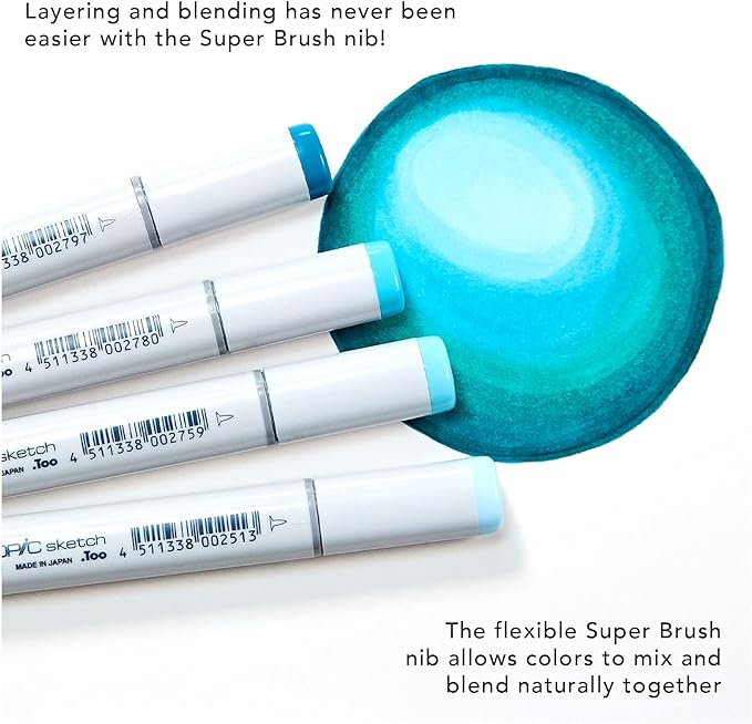 Copic Sketch, Alcohol-based Markers, 3pc Set, Color Fusion #6, Blue
