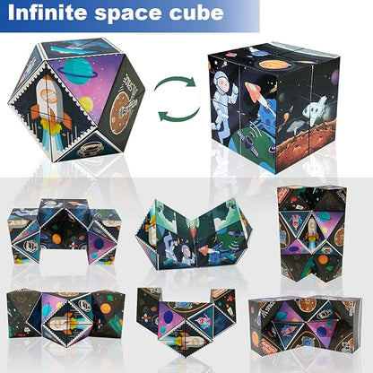 3D Flips Magic Cube Set, 3 Pack Infinity Cube Fidget Toys, Transforms Puzzle Cubes for Stress Anxiety Relief and Kill Time, Nice Gifts for Kids and Adults