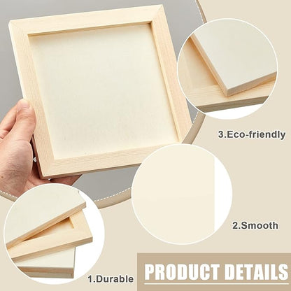 Kathfly 48 Pcs 6 x 6’’ Wood Panel Boards, Unfinished Wood Canvas Panels for Painting Crafts DIY Drawing Pouring Art Projects