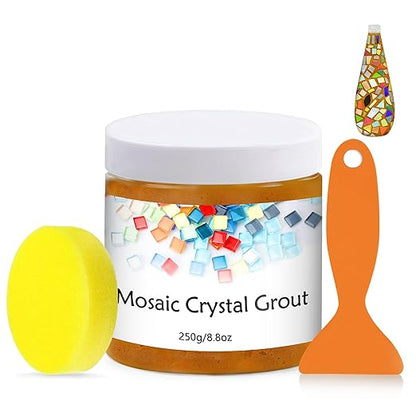 Mosaic Crystal Grout, Mosaics Tile Tools, Mosaic Tile Accessories – Essential for Handmade Grouting and Perfect for DIY Craft Projects (Orange, 8.8oz)