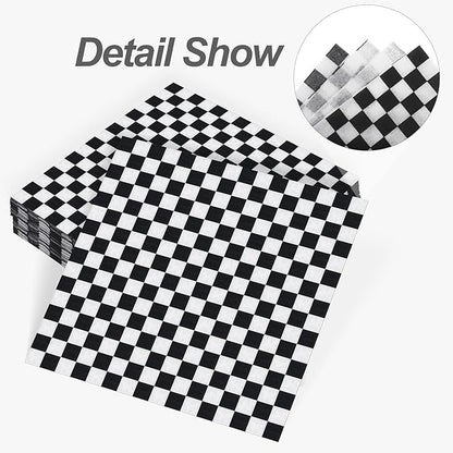 Aodaer 48 Pieces Race Car Paper Napkins Disposable Checkered Flag Napkin Racing Car Party Cocktail Dinner Napkin Set 13" x 13" Unfolded Tableware Napkins for Racing Party Supplies