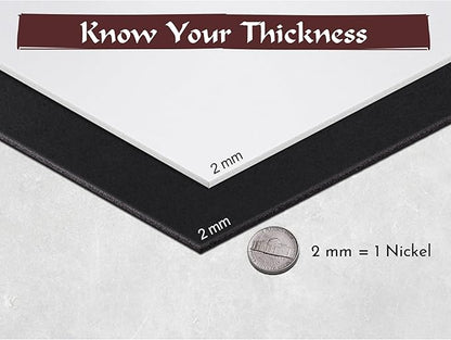 Shape Retention EVA Cosplay Foam 2mm (1mm-10mm) 14x39 inch White or Black High Density EVA Foam Sheets. Premium 85 kg/m3 Heat Shape Material for DIY Convention or Halloween Costumes by The Foamory