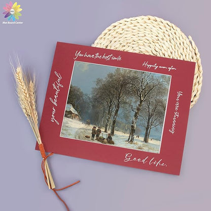 Mat Board Center, Pack of 10, 11x14 for 8x10 China Red Color Mats - Bevel Cut, Acid Free, 4-ply Thickness, White Core - for Pictures, Photos, Framing