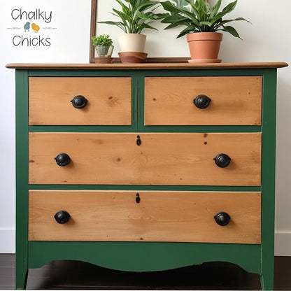 Chalky Chicks All-in-One Chalk Paint for Furniture or Cabinet - 4 Fl Oz - Matte Finish Shamrock (Dark Green) for Metal, Wood Furniture Paint - No Sanding All-in-One for Home Decor & Crafts, USA Made