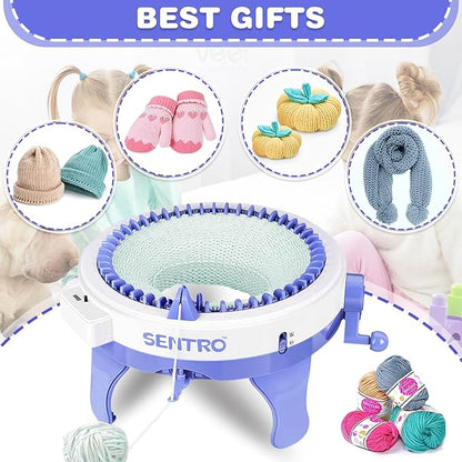 BZVV Knitting Machine for SENTRO 48 Needles Smart Knitting Crochet Machine with Row Counter for Adults and Beginners, Knitting Board Rotating Double Loom, Weaving Loom Machine Kit New Year Gifts